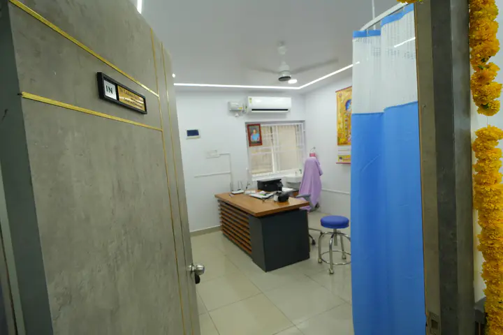 Doctor consultation room at LVR Multi Speciality Hospital